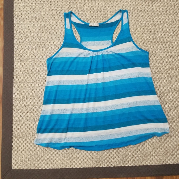 one clothing Tops - Blue With White Striped Tank by One Clothi